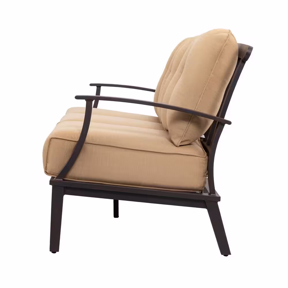 Nuu Garden 4-Pieces Aluminum Patio Conversation Set Sofa Set with Yellow Cushions