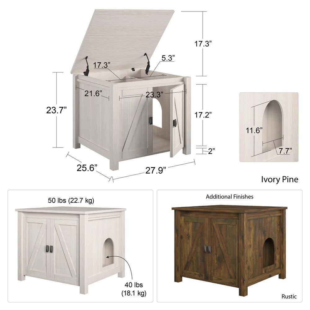 None Farmington Litter Box Enclosure, Rustic