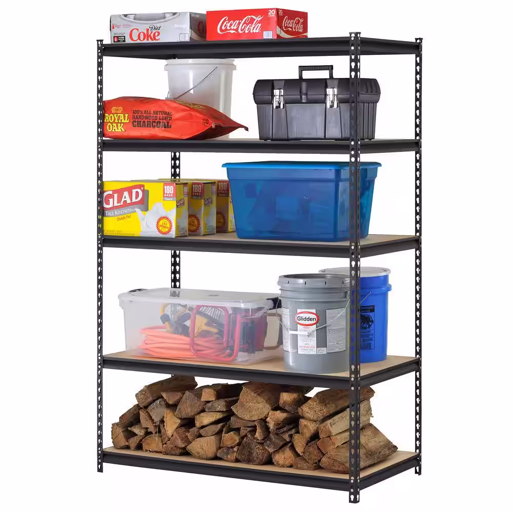 Edsal 5-Shelf Steel Shelving Unit in Black (72 in. H x 48 in. W x 18 in. D)