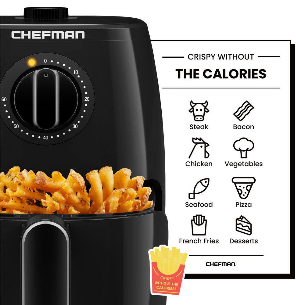 Chefman Countertop Air Fryer, 2 Qt. Black, Air Fryer, TurboFry with Adjustable Temp Control