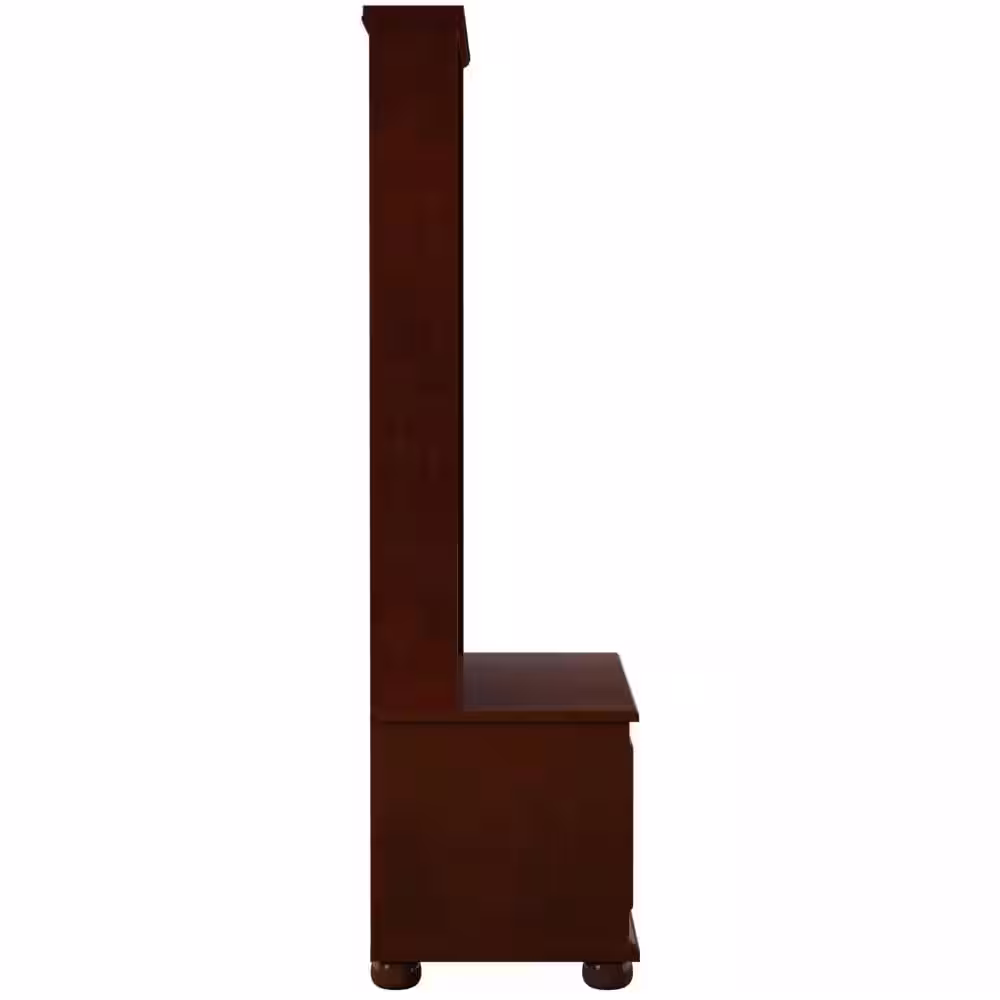Powell Company Rockland Cherry Finish Hall Tree with Four Mounted Hooks and Storage