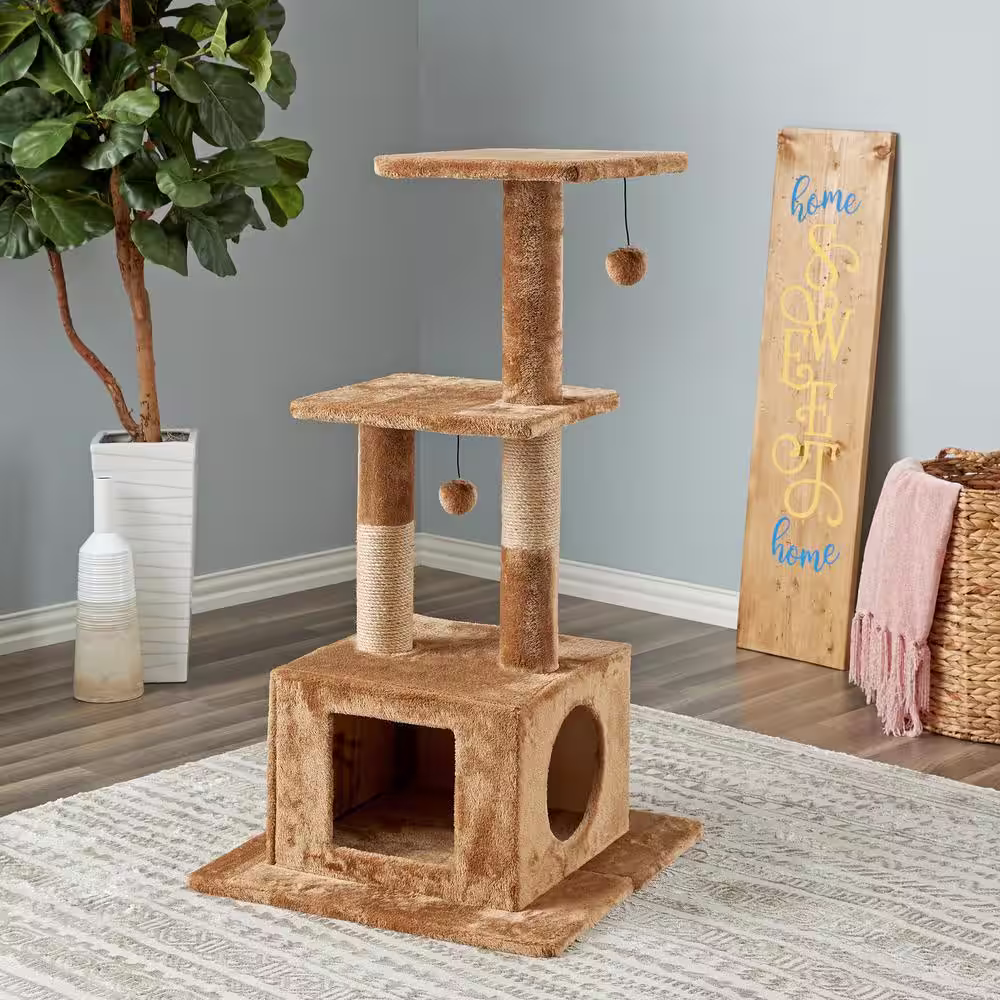 None 43.7 in. Willow Cat Tree with Condo and Perch