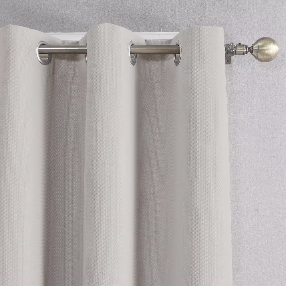 None Almond Milk Solid Polyester 42 in. W x 84 in. L Grommet Blackout Curtain Panel