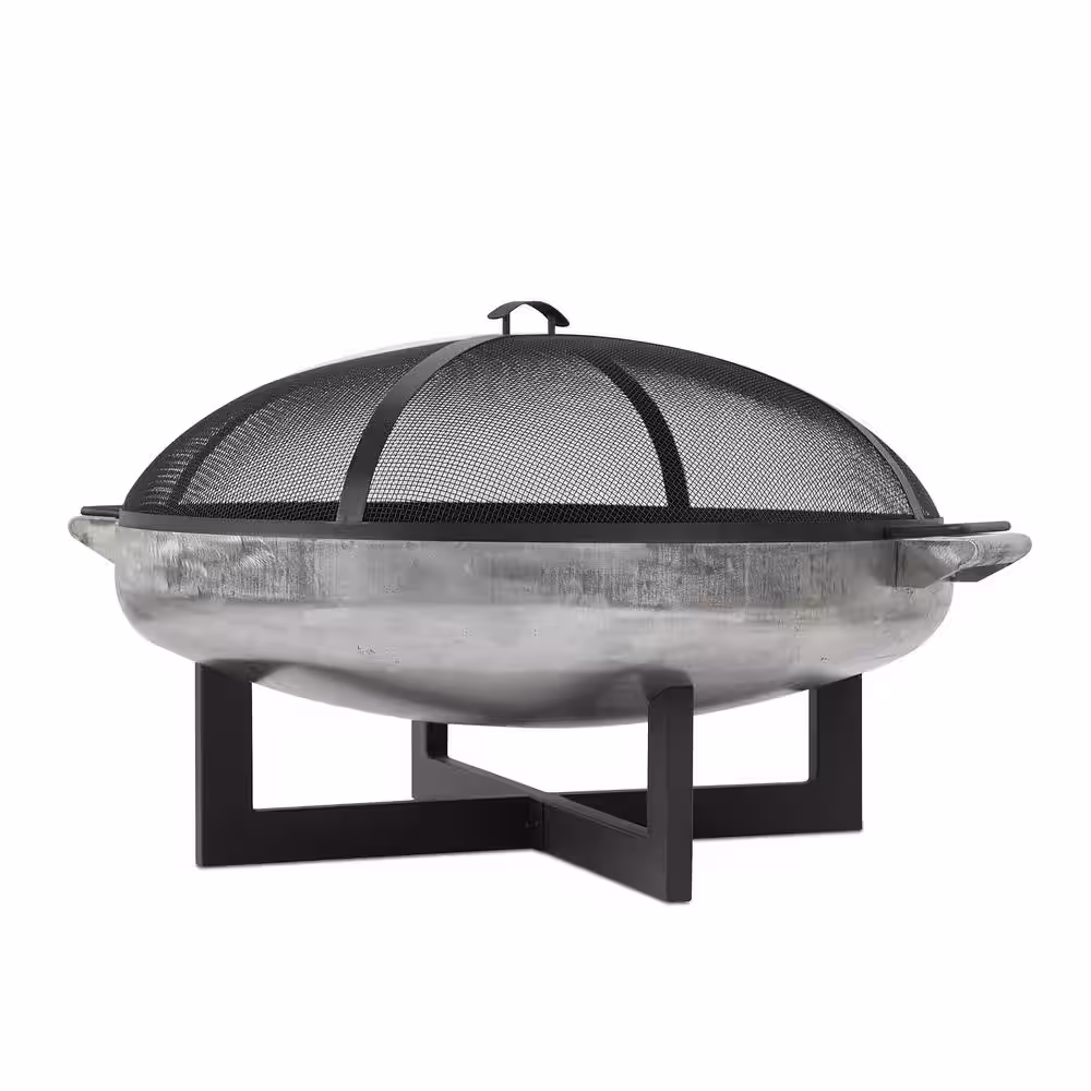 Real Flame La Porte 37 in. L x 37 in. W Outdoor Steel Wood in Rust Burning Fire Pit with Storage Cover