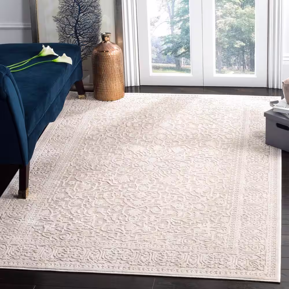 SAFAVIEH Reflection Beige/Cream 8 ft. x 10 ft. Distressed Floral Area Rug