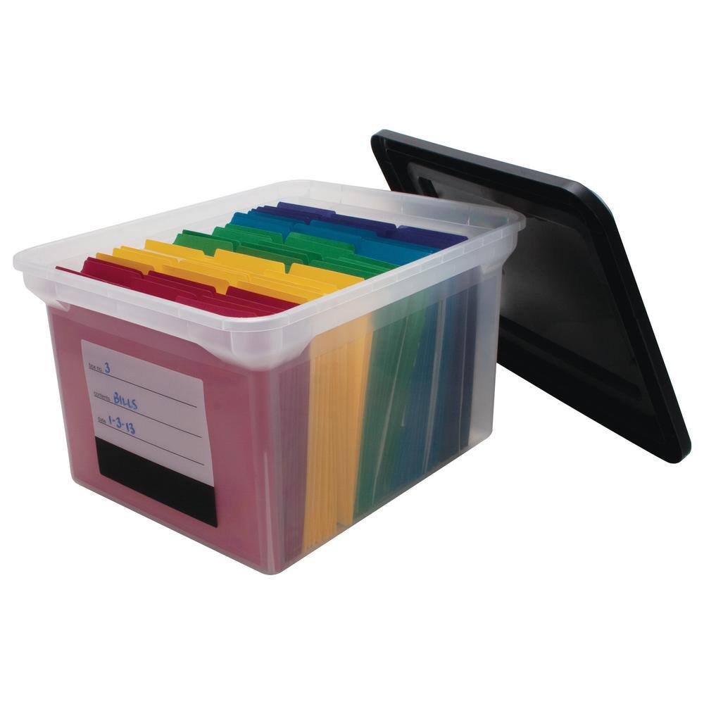 Advantus 8 Gal. Storage Bin with Contents Label and Lid in Clear