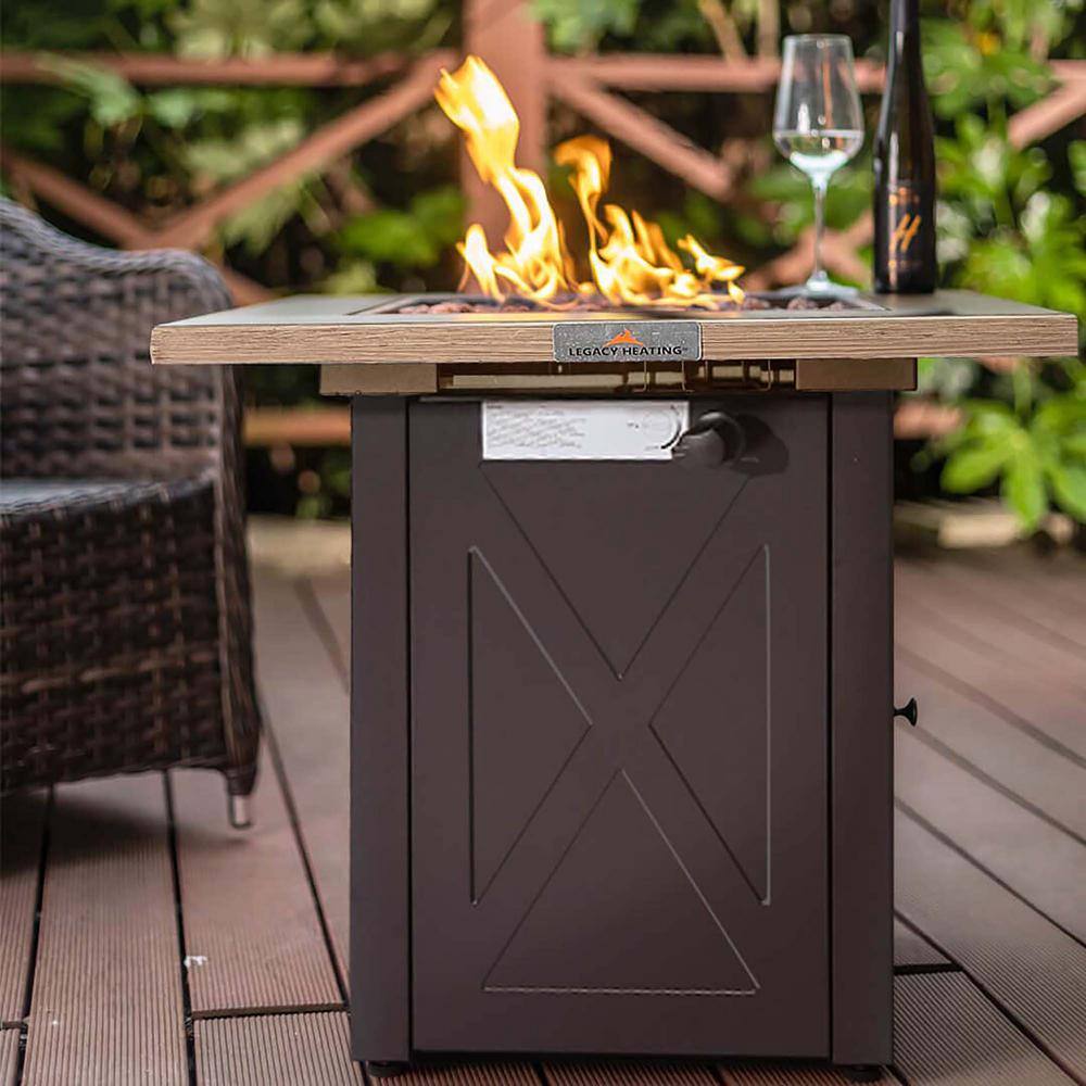 Sireck 28 in. Brown Square Metal Steel Fire Pit Table