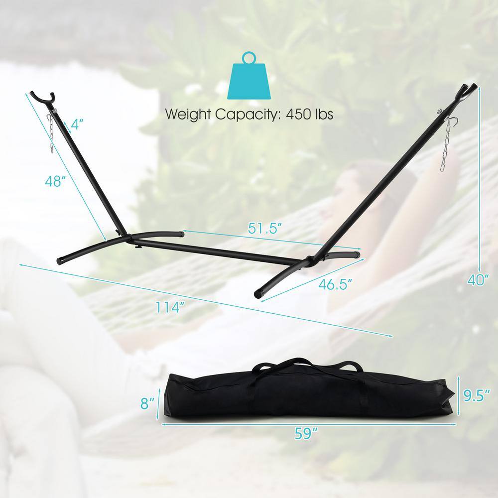None 9.5 ft. 2-Person Metal Hammock Stand with Carrying Bag in Black