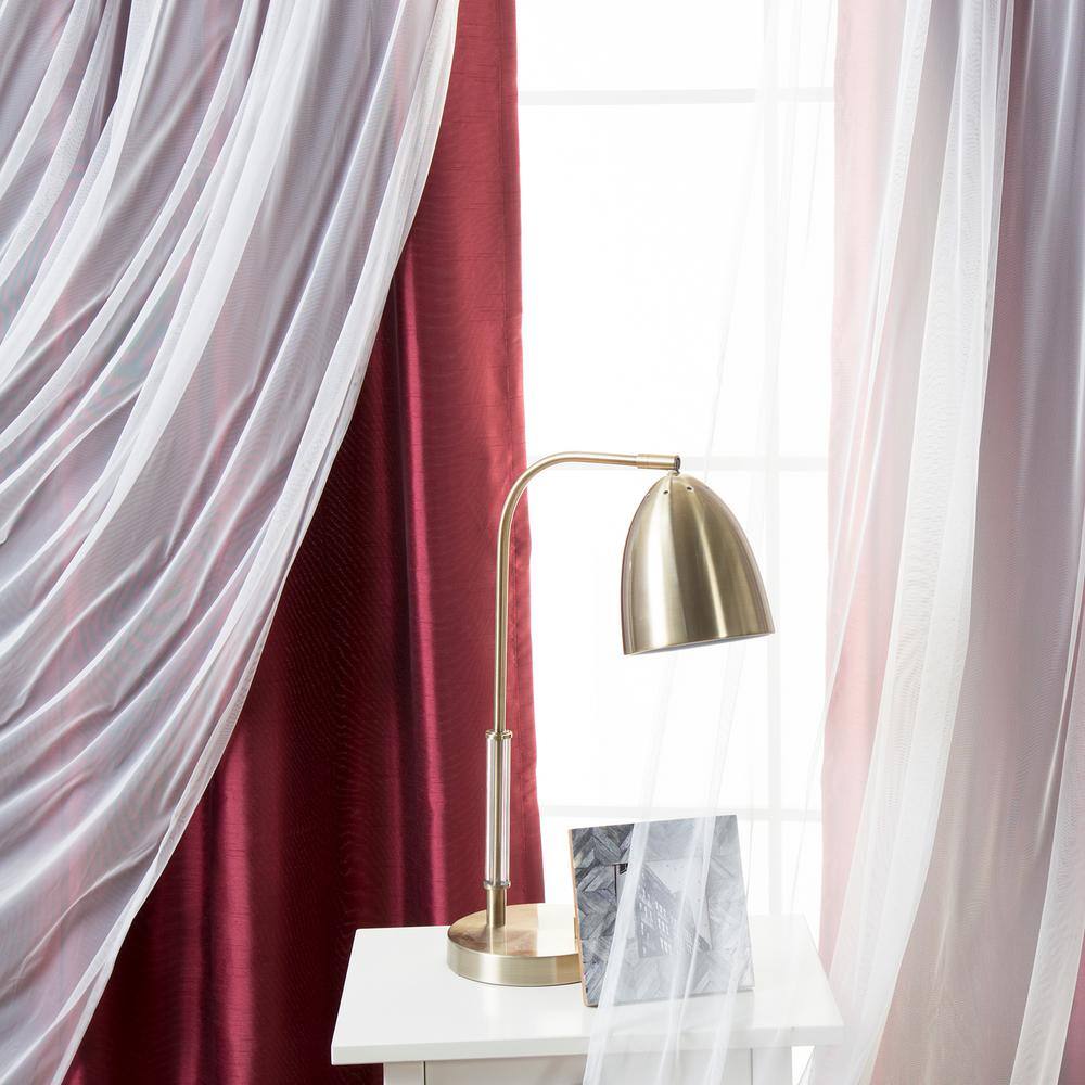 Best Home Fashion 84 in. L uMIXm Tulle and Burgundy Faux Silk Blackout Curtain (4-Pack)