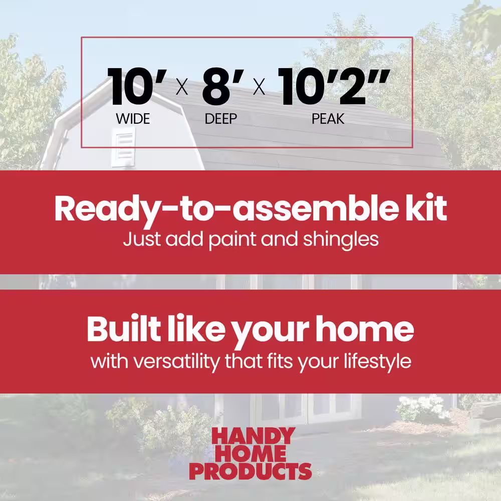 Handy Home Products Briarwood Do-It-Yourself 10 ft. x 8 ft. Backyard Barn Style Wood Storage Shed with treated Floor system (80 sq. ft.)