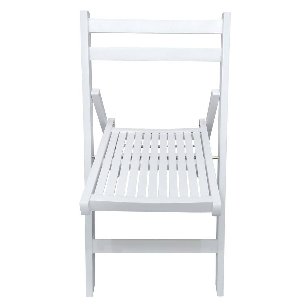 None White Wood Contour Folding Chair (Set of 4)