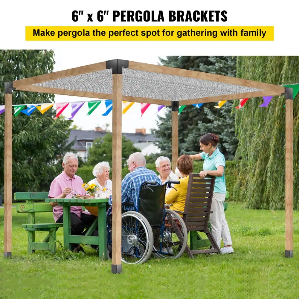 VEVOR Pergola Kit Steel Brackets 6 in. x 6 in. Pergola Brackets Post Pergola Bracket with 3 Way 90-Degree Corner (8-Pack)