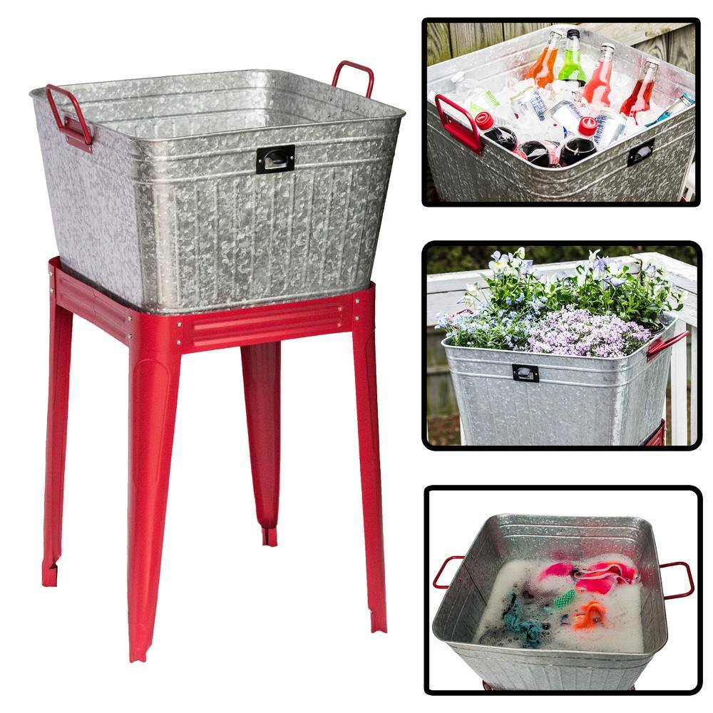 BACKYARD EXPRESSIONS PATIOÂ Â·Â HOMEÂ Â·Â GARDEN 17 Gallon Galvanized Metal Beverage Tub w/Stand