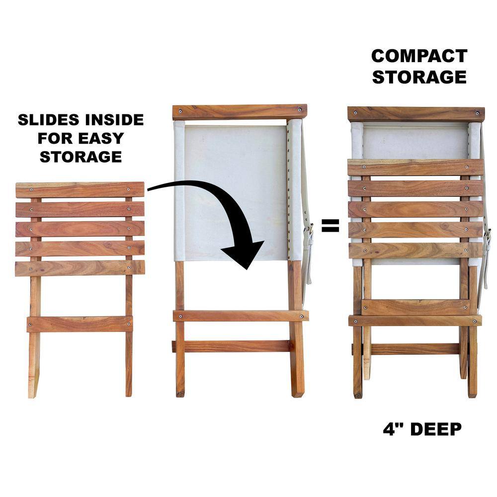 AmeriHome Acacia and Canvas Folding Chair