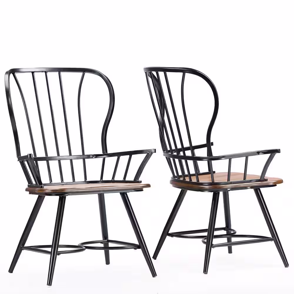 Baxton Studio Elfrida Black Metal Dining Armchairs (Set of 2)