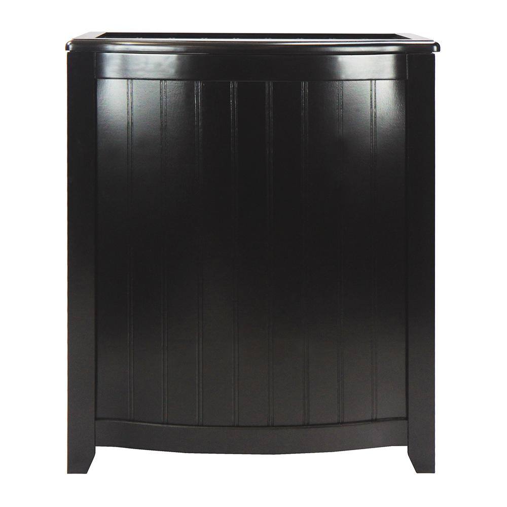 Oceanstar Dark Mahogany Wainscot Style Bowed Front Laundry Hamper