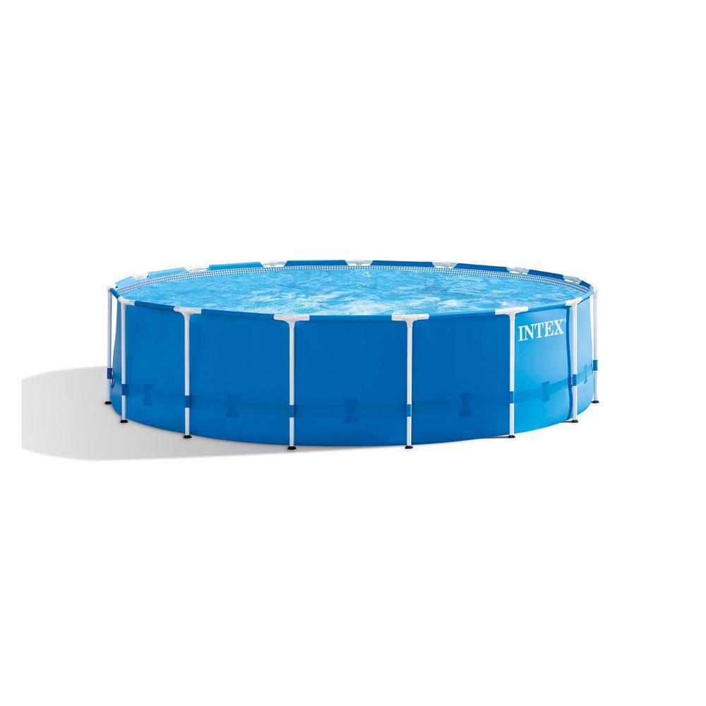 Intex 15 ft. x 48 in. Deep Metal Frame Round Above Ground Swimming Pool Set with Pump and Filter Pump Cartridges