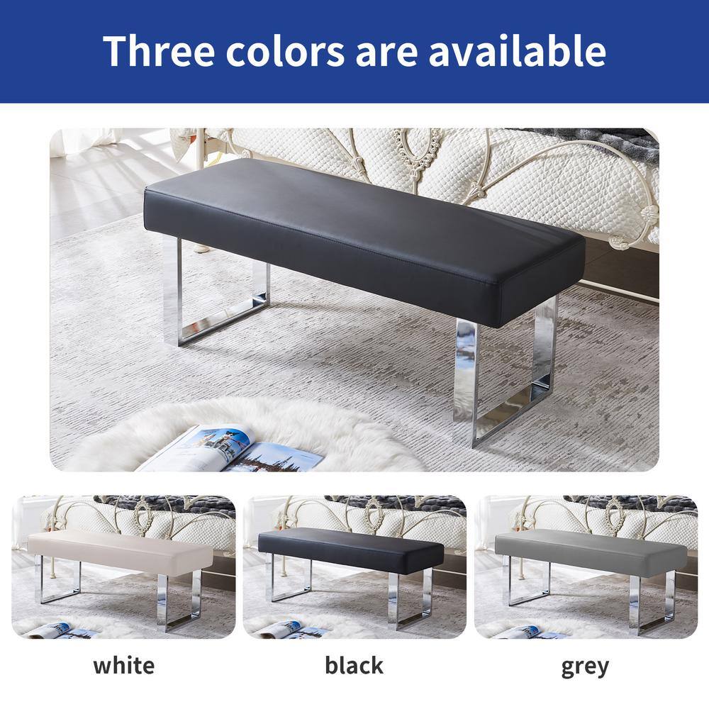 None Modern Black Dining Bench Backless with Metal Legs 45.2 in. (Black)