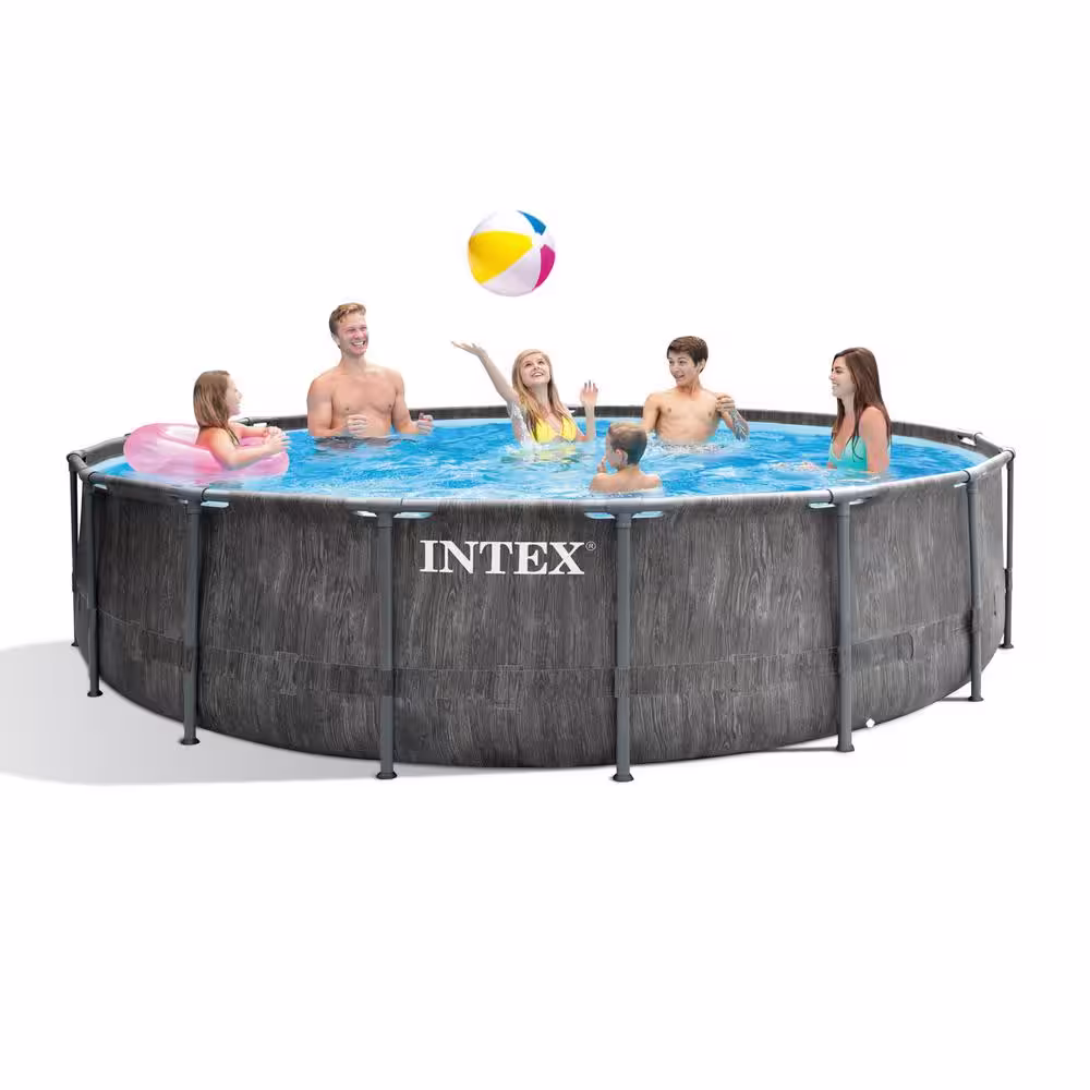 INTEX 15 ft. Round 48 in. Deep Prism Steel Frame Pool Set with Cover, Ladder, & Pump