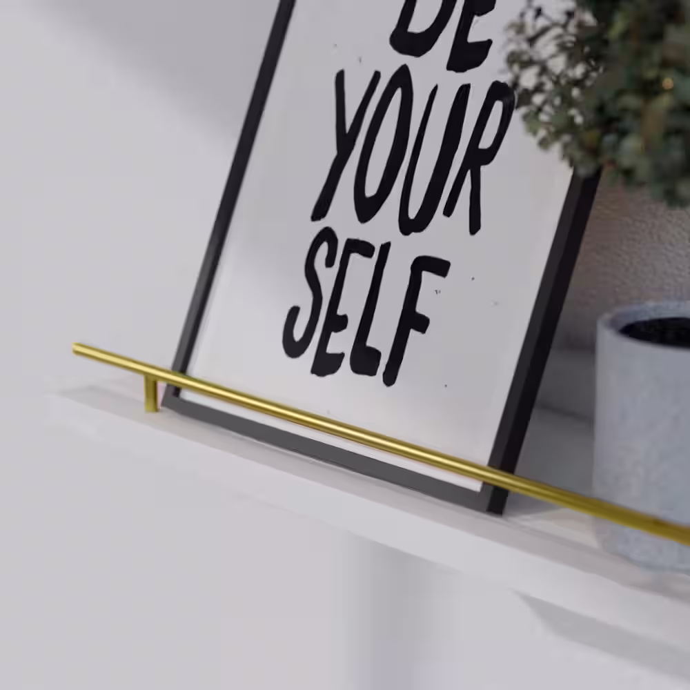 None 15.7 in. W x 6 in. D Gold Modern Decorative Wall Shelf Set with Metal Guardrail