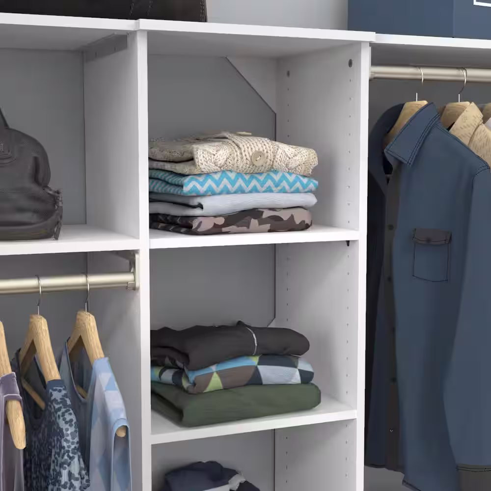 ClosetMaid Style+ 64.9 in W - 112.9 in W White Basic Narrow Wood Closet System Kit