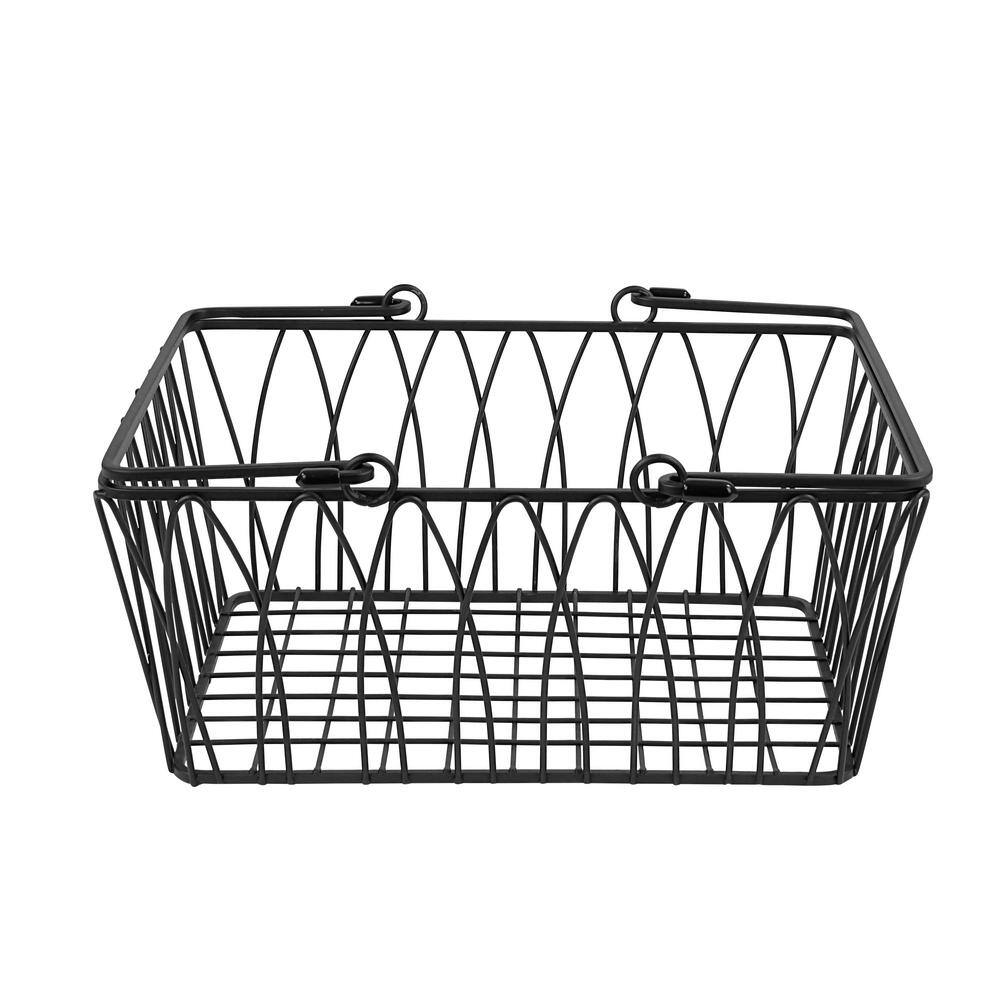 Spectrum 5.25 in. H x 11 in. W Black Steel 1-Drawer Wide Mesh Wire Basket