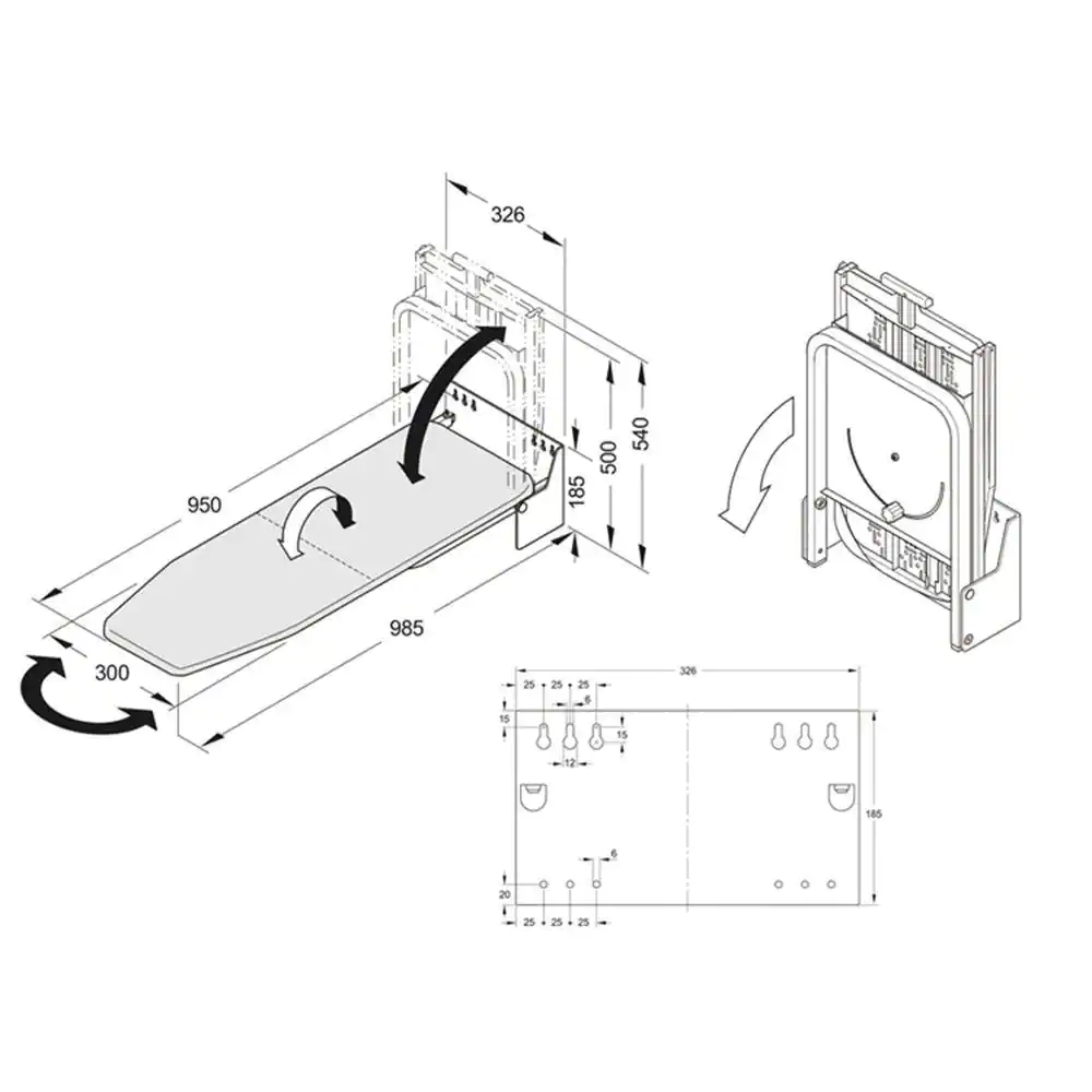 None 180Â° Rotatable Wall-Mounted Folding Ironing Board