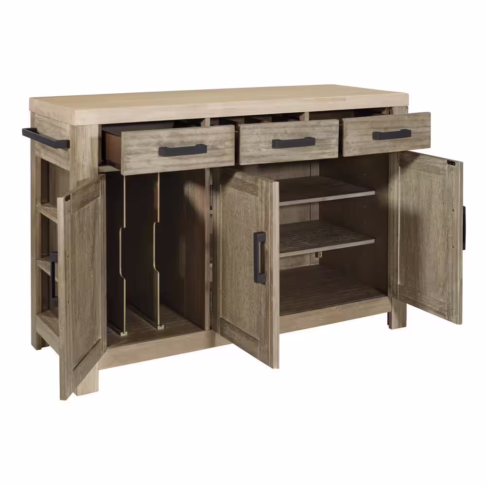 OSP Home Furnishings Cocina Kitchen Island Grey Wash with Wood Top and Frame