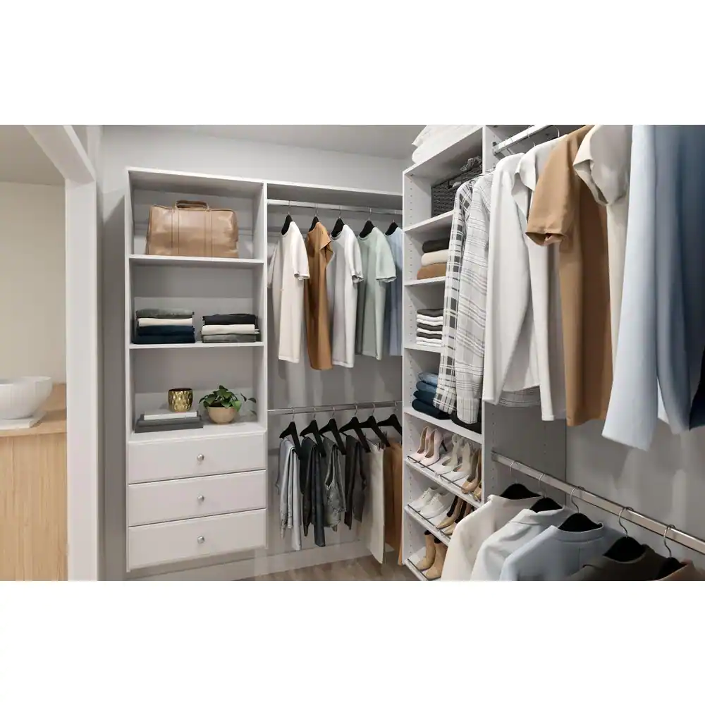 Closet Evolution Classic 36 in. W . - 60 in. W White Wood Closet System