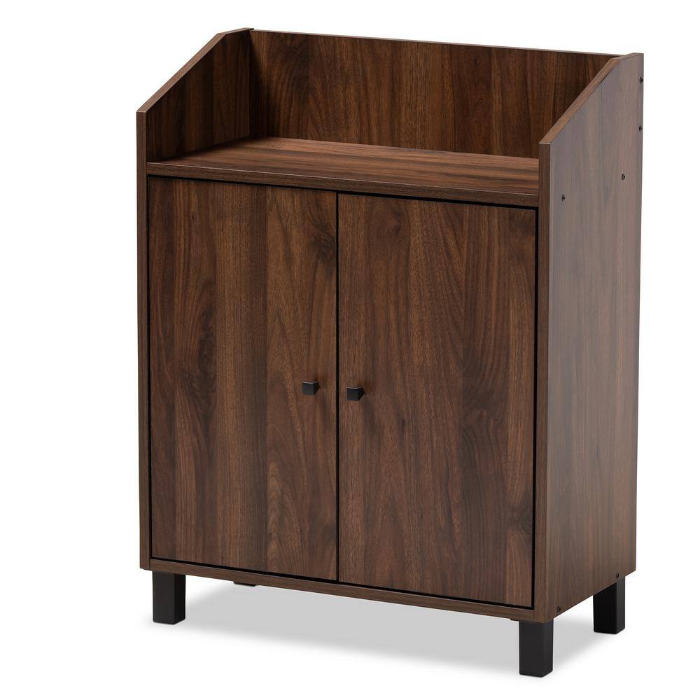 Baxton Studio 32.1 in. H x 23.6 in. W Brown MDF Shoe Storage Cabinet
