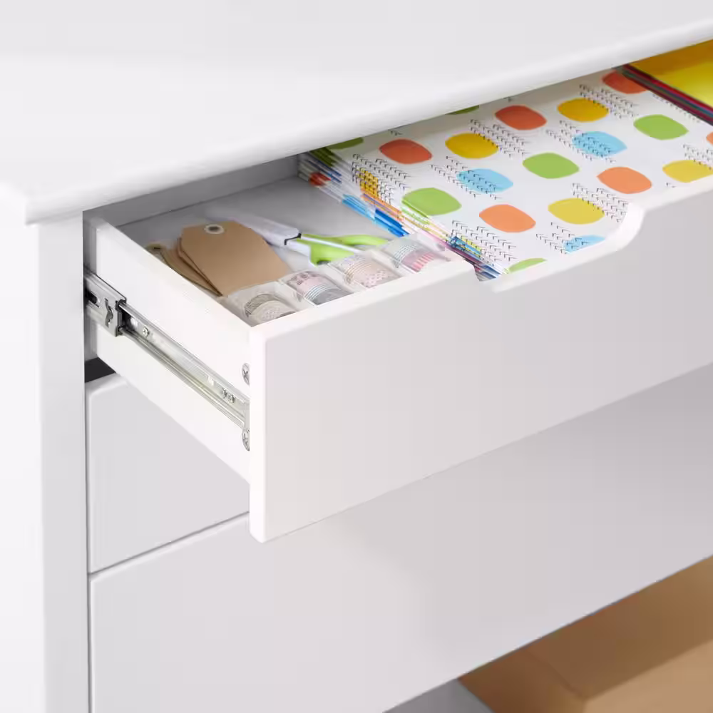 StyleWell Craft 42 in. White 3-Drawers Table with Shelf