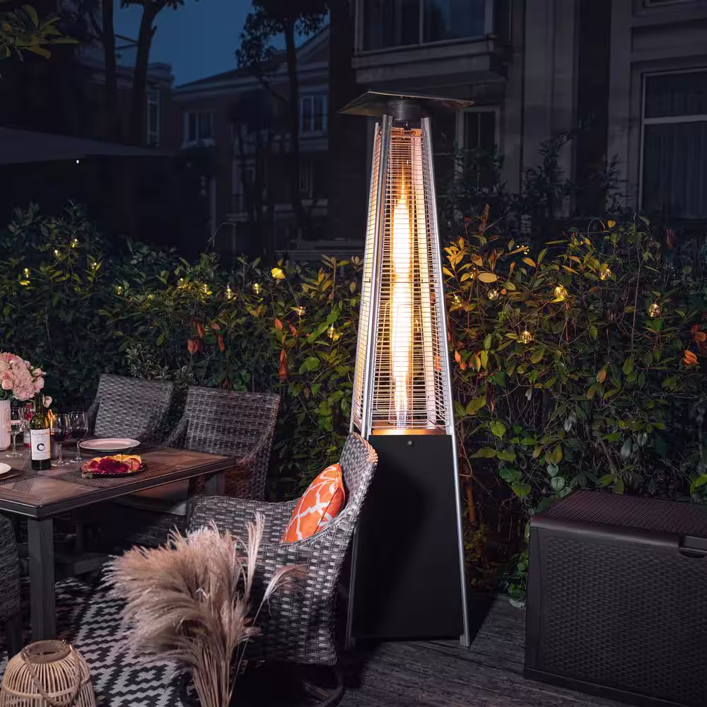 Nuu Garden 48,000 BTU Quartz Glass Tube Heat-Focusing Black Propane Gas Standing Patio Heater