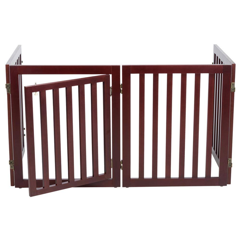 TRIXIE Brown Pet Gate Wooden 4-Panel Configurable Pet Gate