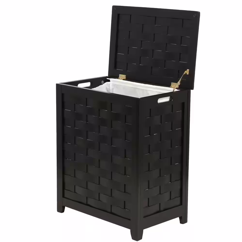 Oceanstar Dark Mahogany Rectangular Weave Laundry Hamper