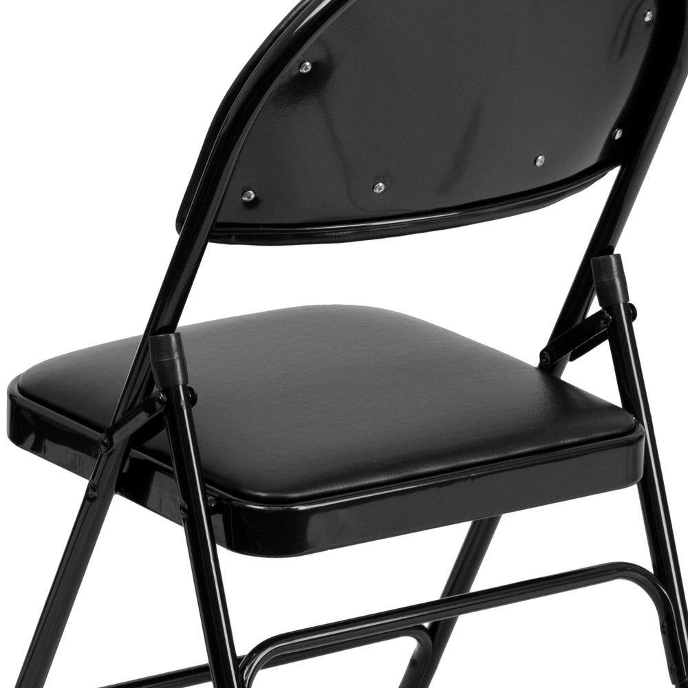 Flash Furniture Hercules Series Extra Large Ultra-Premium Triple Braced Black Vinyl Metal Folding Chair with Easy-Carry Handle