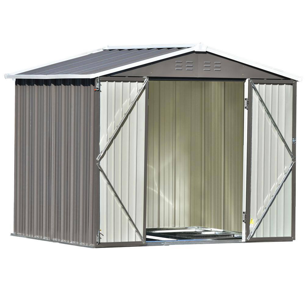 maocao hoom 6 ft. W x 8 ft. D . Metal Outdoor Storage Sheds with Lockable Doors in Gray (48 sq. ft.)
