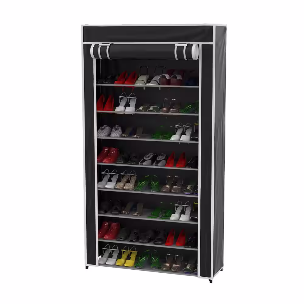 Lavish Home 62 H 36-Pair 9-Tier Black Metal Shoe Rack