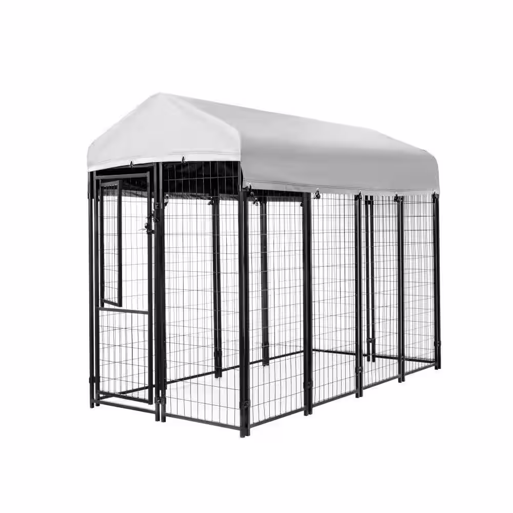 KennelMaster 4 ft. x 8 ft. x 6 ft. Welded Wire Dog Fence Kennel Kit