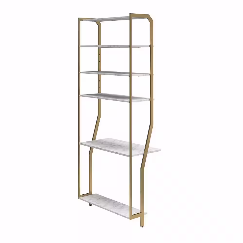 CosmoLiving by Cosmopolitan Gwyneth 36 in. W Wall Mount Adjustable Wood Closet System, White Marble