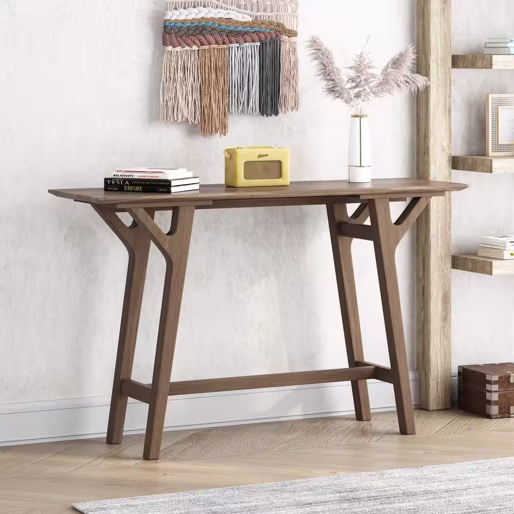 Noble House Lempster 59.1 in. Walnut Straight Wood Console Table