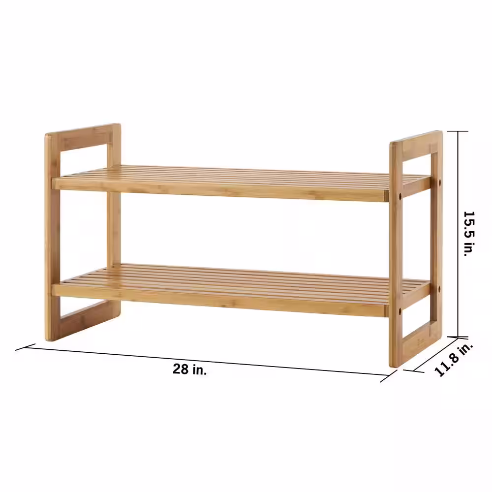 TRINITY 15.5 in. H 18-Pair 4-Tier Brown Bamboo Shoe Rack
