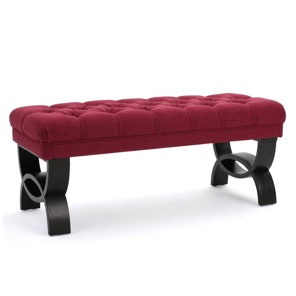 Noble House Scarlett Deep Red Bench Upholstered (16.75 in. x 41 in. x 17.25 in.)