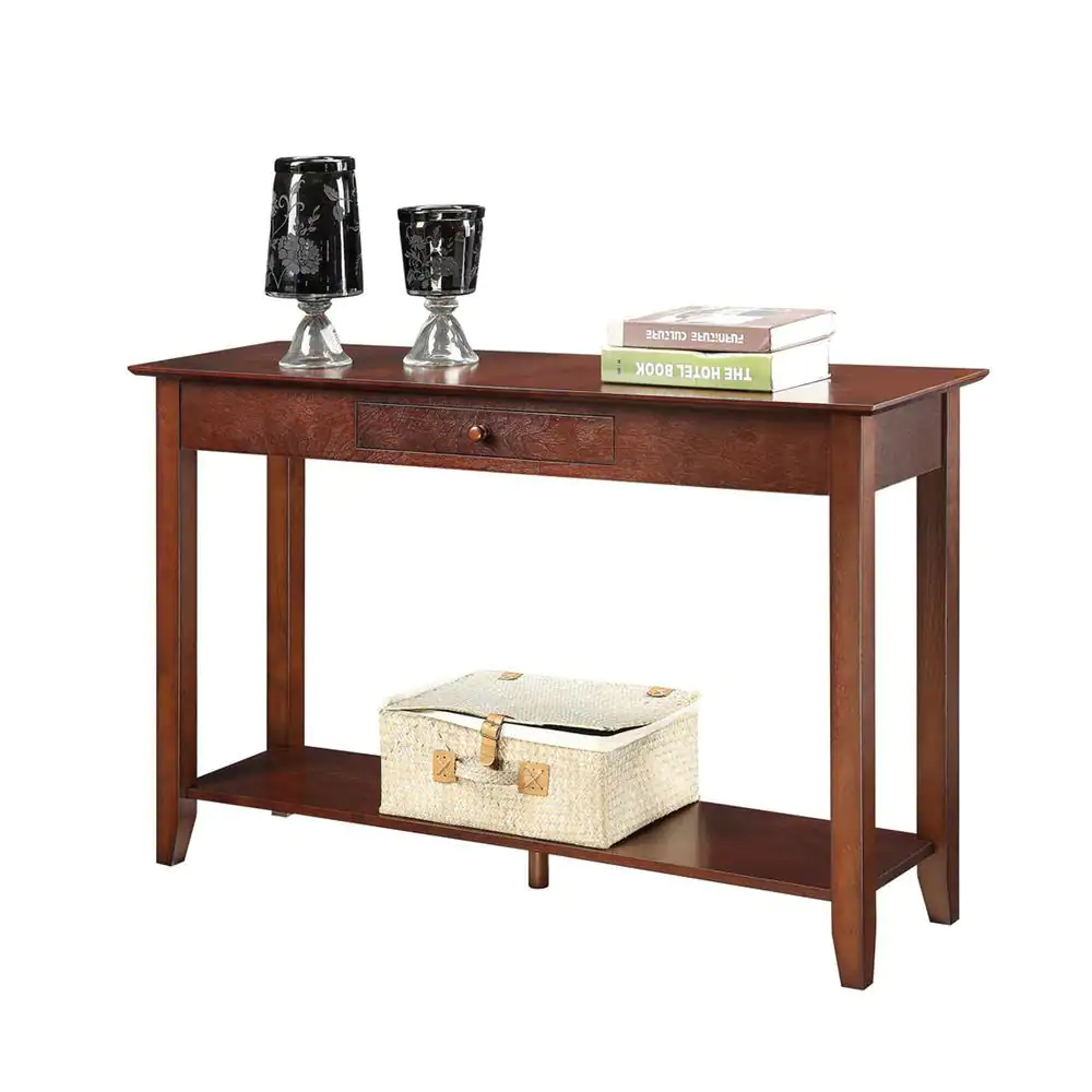 Convenience Concepts American Heritage 48 in. Espresso Standard Rectangle Wood Console Table with Drawers