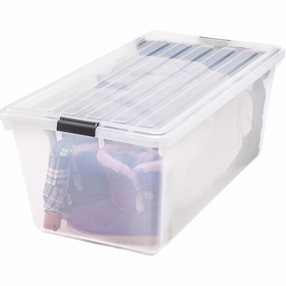 IRIS 91 Qt. Buckle Down Storage Box in Clear