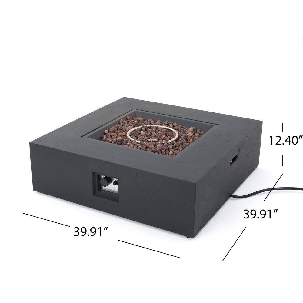 Noble House Mayfair Dark Gray Square Stone Fire Pit (No Tank Holder)