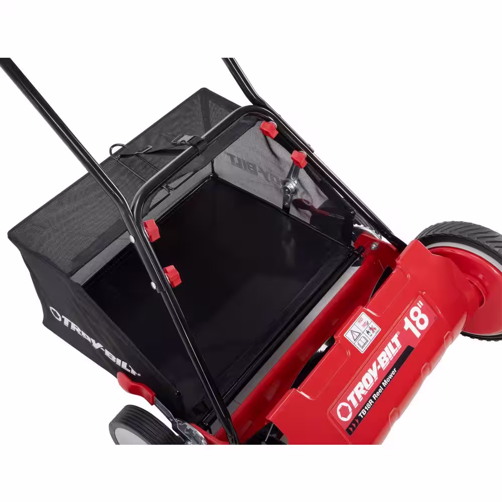 Troy-Bilt 18 in. Manual Walk Behind Reel Lawn Mower with Grass Catcher