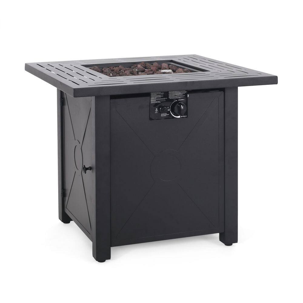 Noble House Haraldson Black Square Metal Fire Pit
