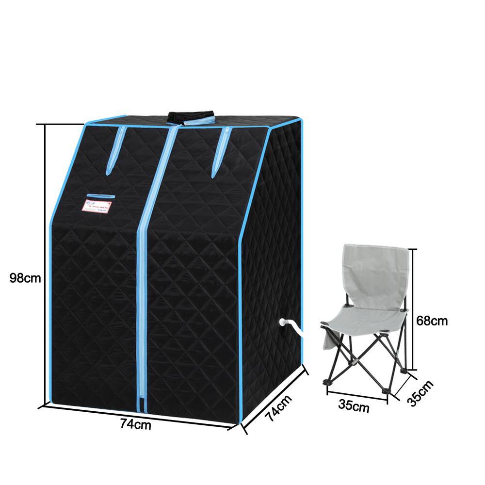 None 1-Person Half body Black Steam Sauna with Foldable Chair