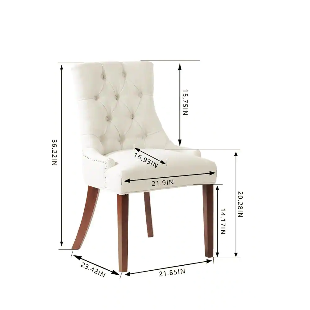 StyleWell Bakerford Biscuit Beige Upholstered Dining Chair with Tufted Back (Set of 2)