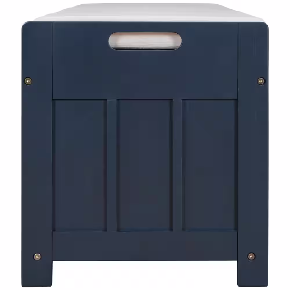 None 18 in. H x 43.5 in. W Blue Wood Shoe Storage Bench